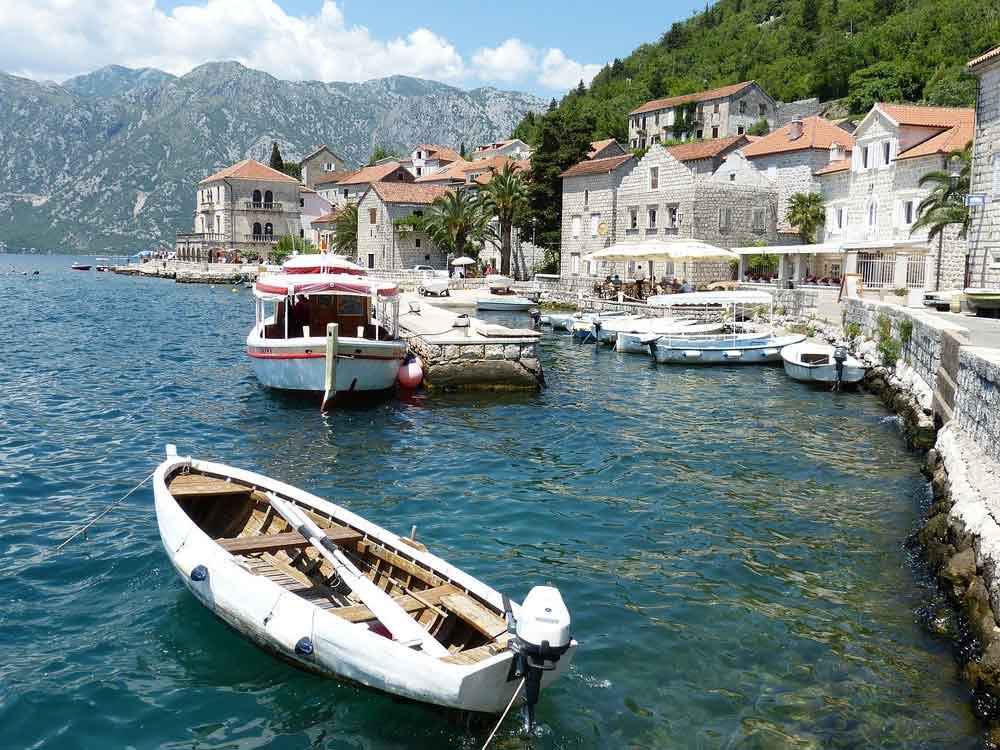 Kotor Montenegro View of sea, boats and harbour at Kotor Montenegro