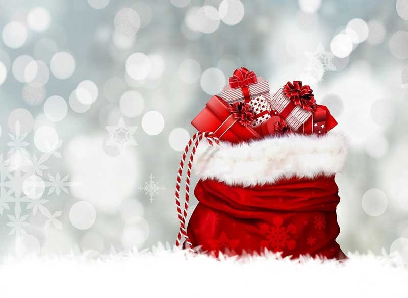 Christmas santa sack stuffed with presents