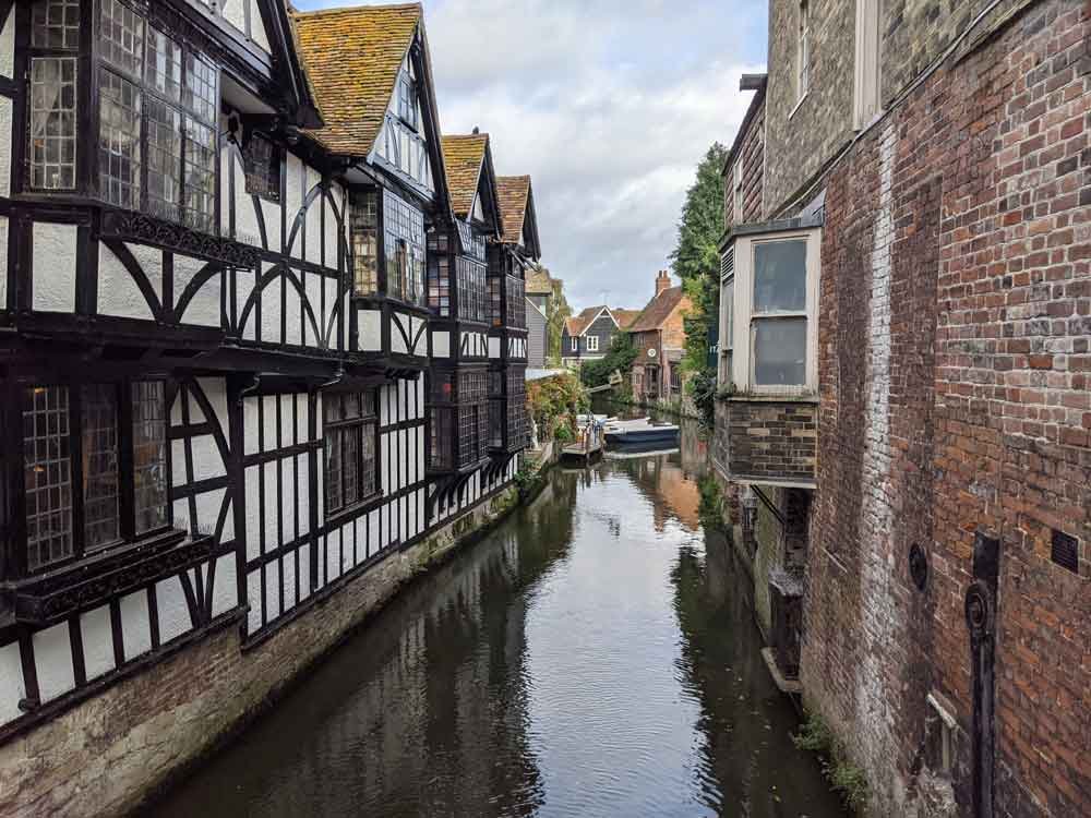 Medieval Houses and waterway, Canterbury, Kent, England